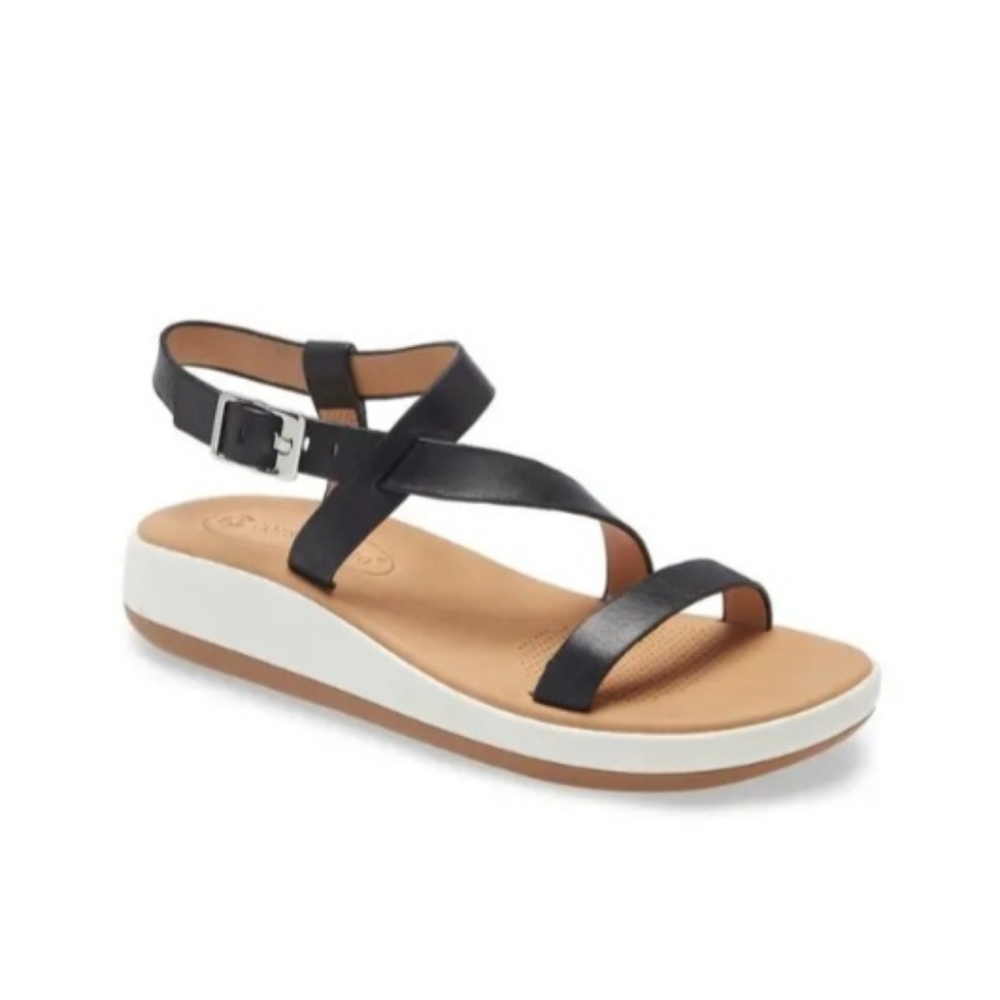 Corso Como NEW Celano Black Leather Flat Sandal Shoe Size 8 Casual Travel Resort